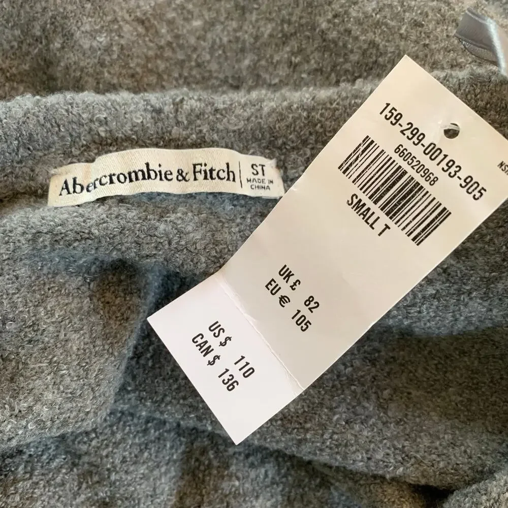 NWT Abercrombie & Fitch Boucle Off Shoulder Gray Maxi Sweater Dress Long Sleeve